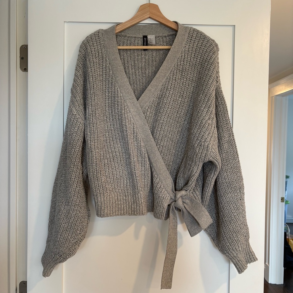 H&M Gray Wrap Cardigan